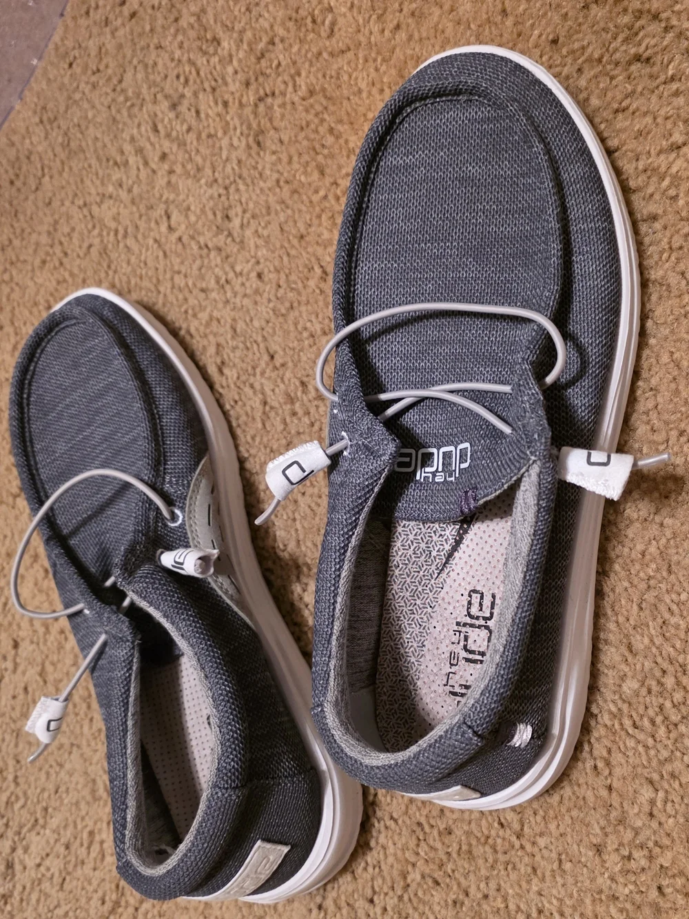 Hey Dude Men’s Wally Boat Shoes — Charcoal with White Sole